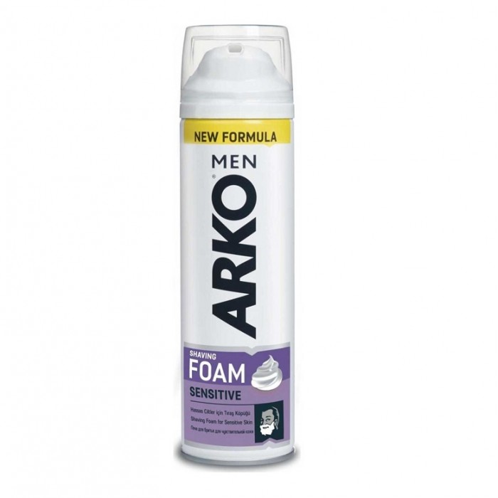 فوم اصلاح صورت ARKO مدل Sensitive (سفید _بنفش) حجم 200 میلی لیتر آرکو