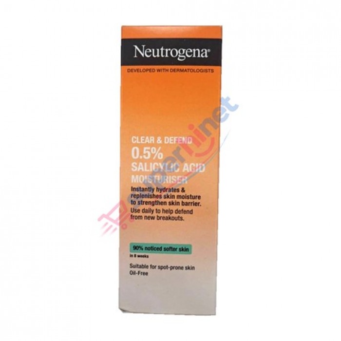 مرطوب‌کننده صورت  فاقد چربی با سالیسیلیک اسید ۰٫۵٪  نوتروژینا  مدل Clear & Defend  Neutrogena حجم ۵۰ میلی‌لیتر