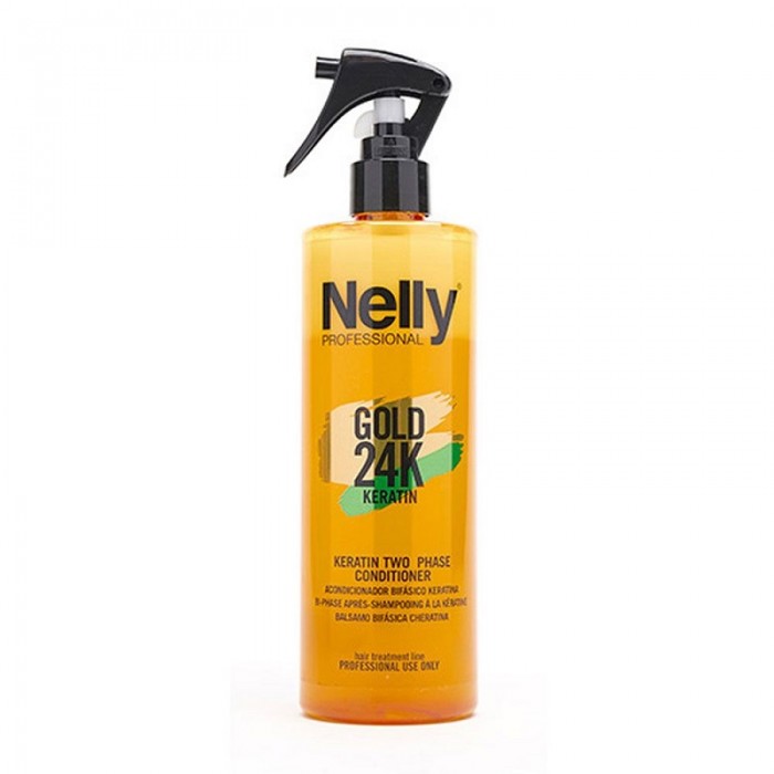 اسپری دو فاز نلی مدل Gold 24K ترمیم کننده و تقویت کننده حجم 400 میلی لیتر Nelly
