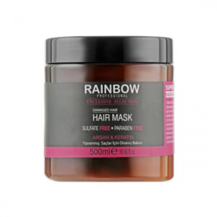 ماسک مو Rainbow مدل آرگان و کراتین Argan & Keratin (قرمز) حجم 500 میلی لیتررینبو 