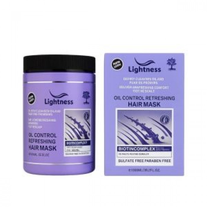 ماسک فاقد سولفات موی چرب لایت نس LIGHTNESS مدل OIL CONTROL REFRESHING حجم 1000 میلی لیتر