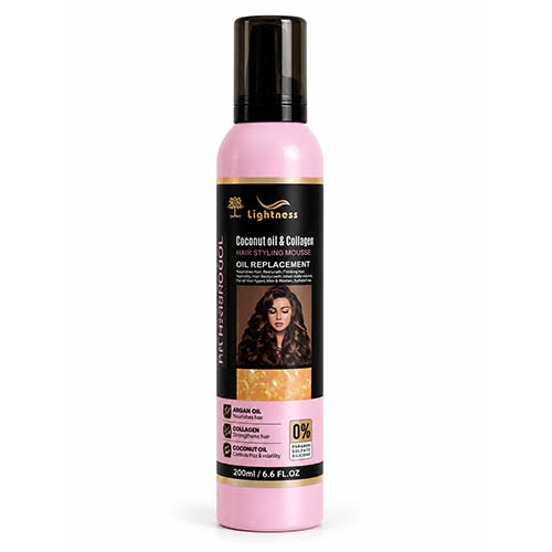 موس موی فر LIGHTNESS مدل CURLY HAIR (صورتی) حجم 300 میلی لیتر  لایتنس