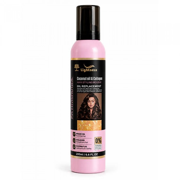 موس موی فر LIGHTNESS مدل CURLY HAIR (صورتی) حجم 300 میلی لیتر  لایتنس