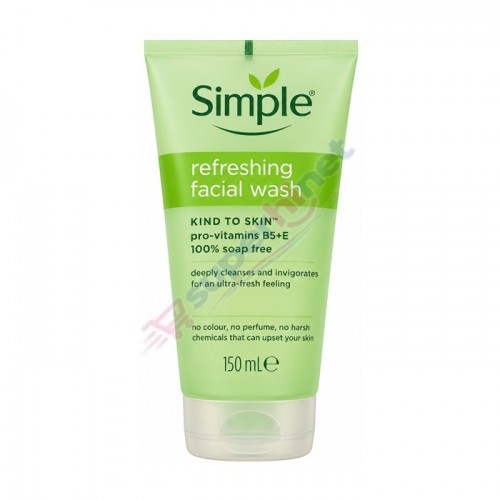ژل شست‌وشوی صورت  بدون صابون با پروویتامین B5 و ویتامین E  سیمپل  مدل Kind to Skin Refreshing Facial Wash . Simple  حجم ۱۵۰ میلی‌لیتر