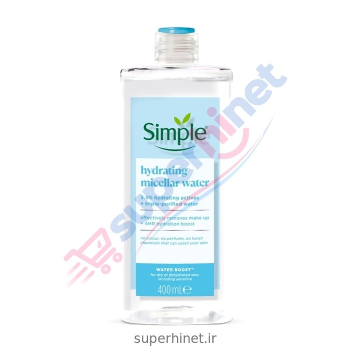  میسلار واتر پاککننده و آبرسان پوست خشک و حساس سیمپل Simple مدل Water Boost Hydrating Micellar Water حجم ۴۰۰ میلیلیتر