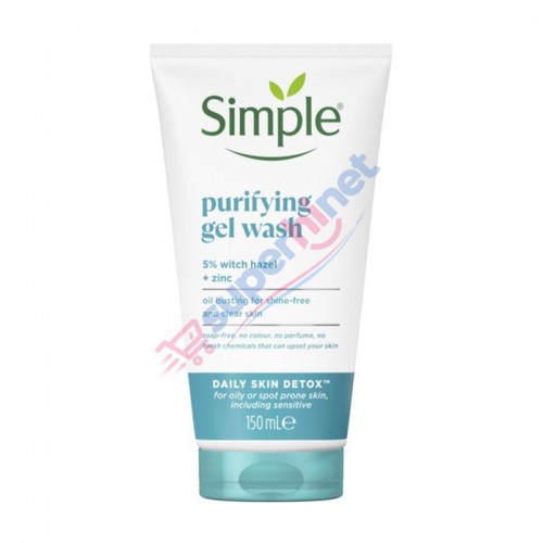 ژل شست‌وشوی صورت مناسب پوست چرب و مستعد جوش سیمپل  مدل Daily Skin Detox Purifying Gel Wash . Simple  حجم ۱۵۰ میلی‌لیتر